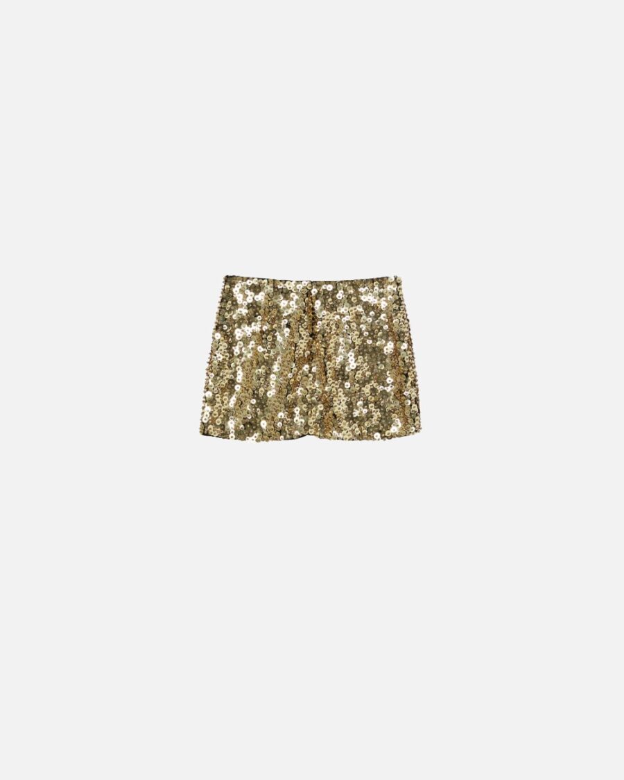 Mini skirt with golden sequins and rhinestones - Image 2