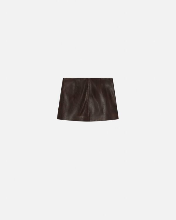 Brown leather-effect mini skirt marrone e chicco di caffe'