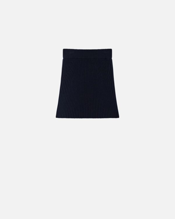 Ribbed wool and cashmere mini skirt blu marino cupo