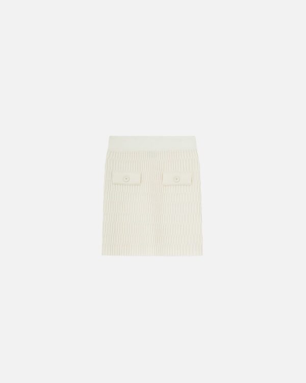Minigonna in maglia punto geometrico bianco meringa