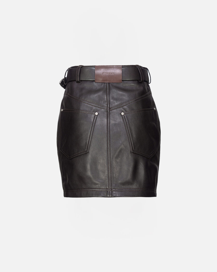 Nappa leather miniskirt with belt - Image 2