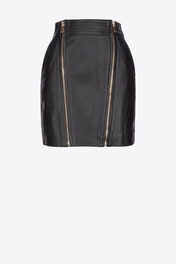 Minigonna in nappa con zip nero limousine