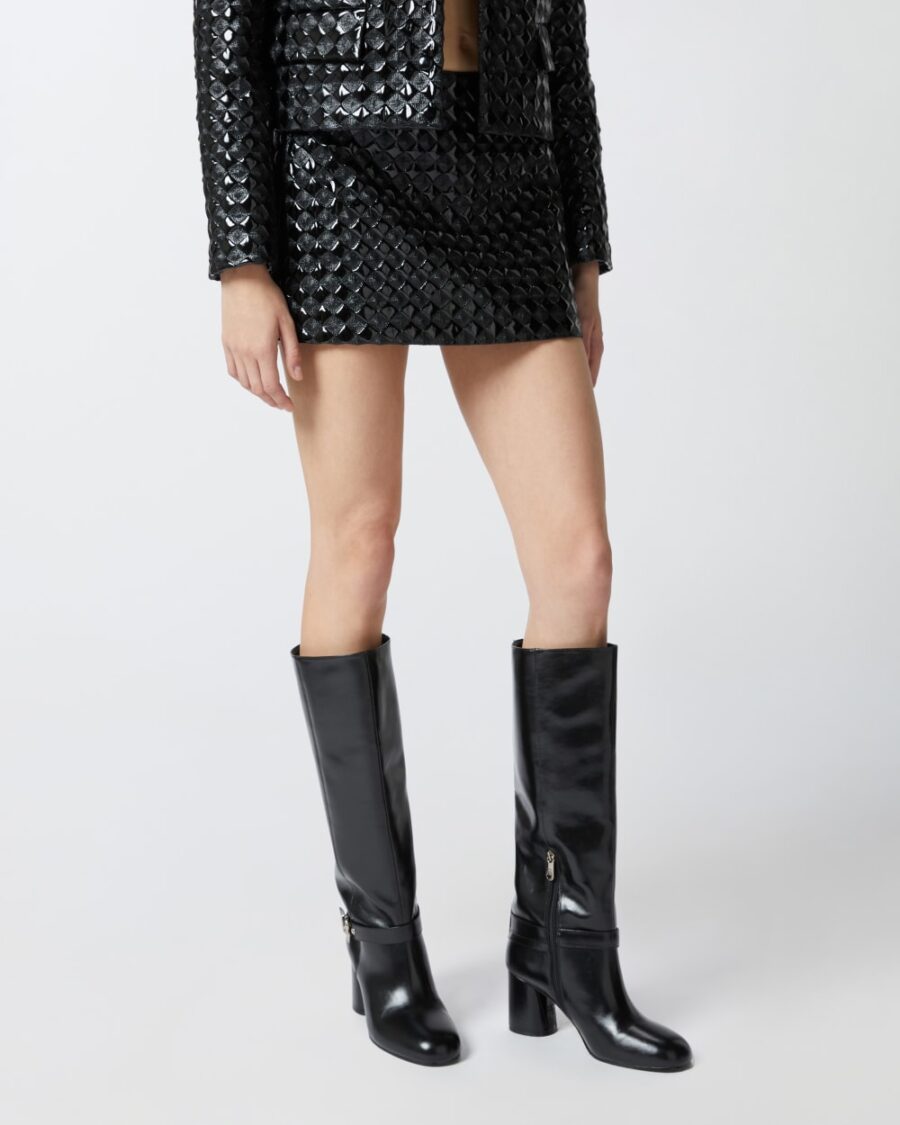 Patent leather mini skirt with quilted pattern - Image 4