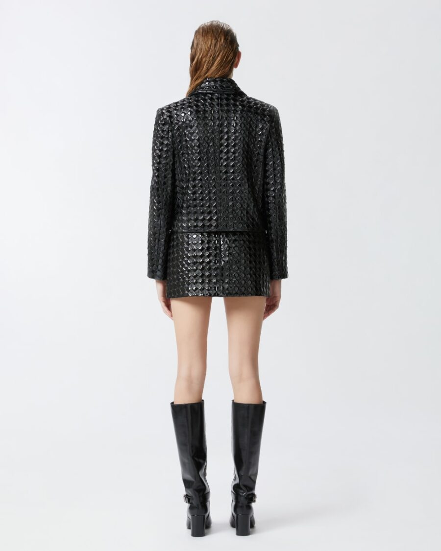 Patent leather mini skirt with quilted pattern - Image 5