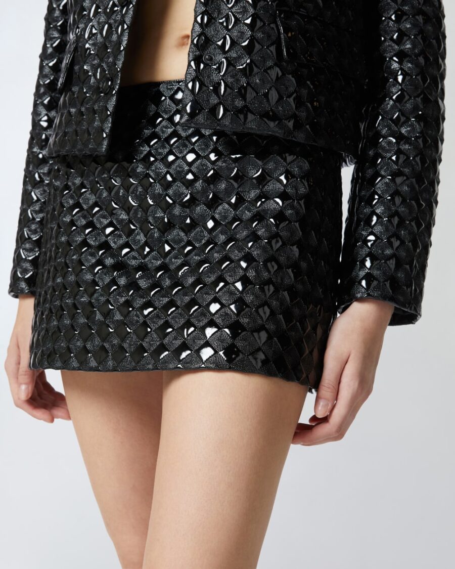 Patent leather mini skirt with quilted pattern - Image 6