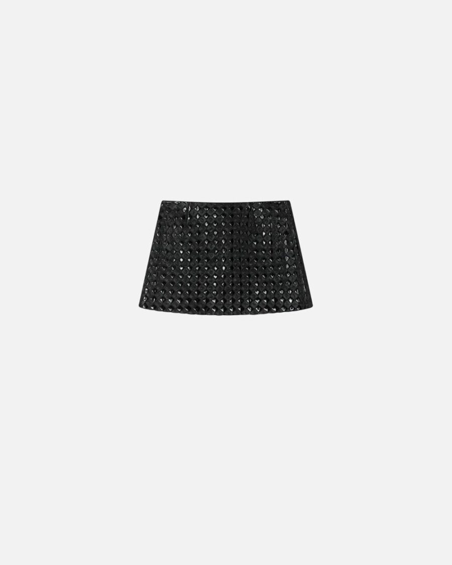 Patent leather mini skirt with quilted pattern nero limousine