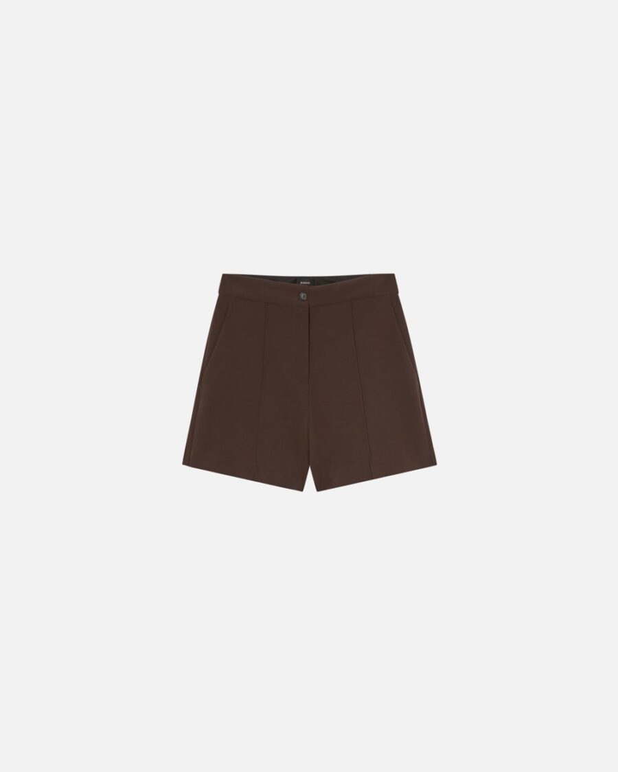 Pantaloncini shorts eleganti in tessuto tecnico marrone e chicco di caffe'