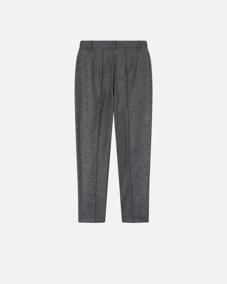 Pantaloni a sigaretta in flanella grigi con texture - immagine 2