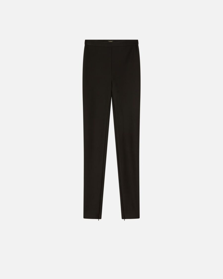 Pantaloni aderenti stretch con zip a fondo gamba nero limousine