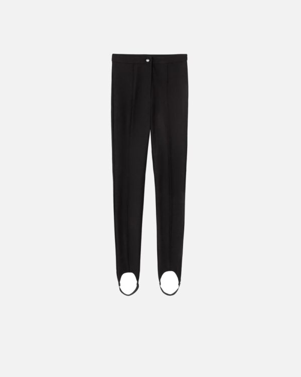 Pantaloni aderenti tecnici con staffa nero limousine