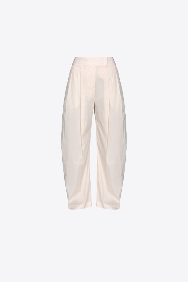 Pantaloni ampi in tecno popeline rosa tinta