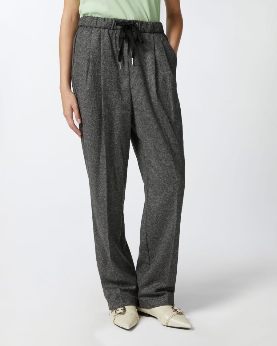 Pantaloni ampi pull-on in flanella effetto sale e pepe - immagine 4