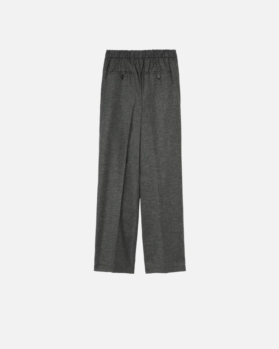 Pantaloni ampi pull-on in flanella effetto sale e pepe - immagine 2