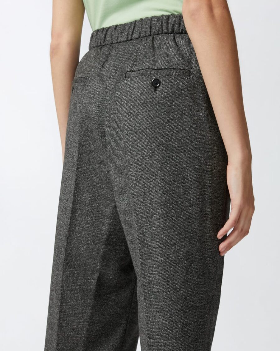 Pantaloni ampi pull-on in flanella effetto sale e pepe - immagine 5