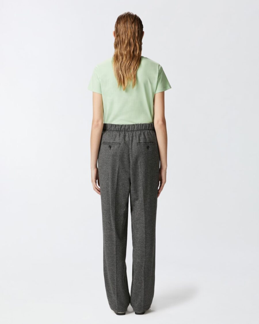 Pantaloni ampi pull-on in flanella effetto sale e pepe - immagine 6