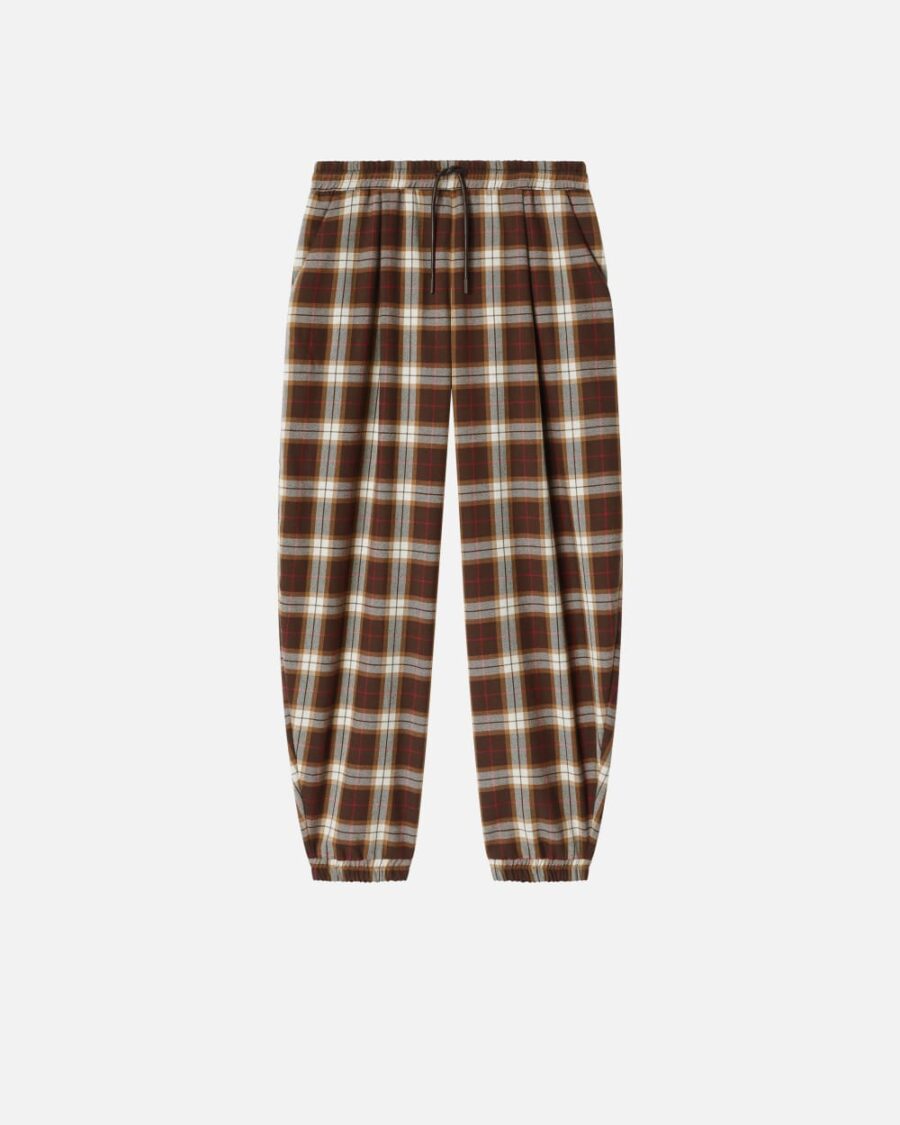 Pantaloni balloon a quadri mult.marr e rosso
