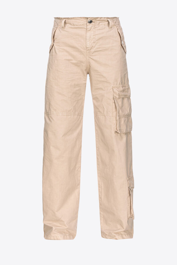 Pantaloni cargo cotone color grigio ostrica