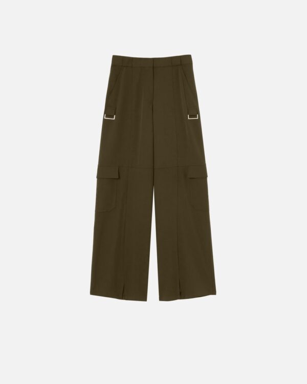 Pantaloni cargo fluidi a gamba ampia verde e amazzonia