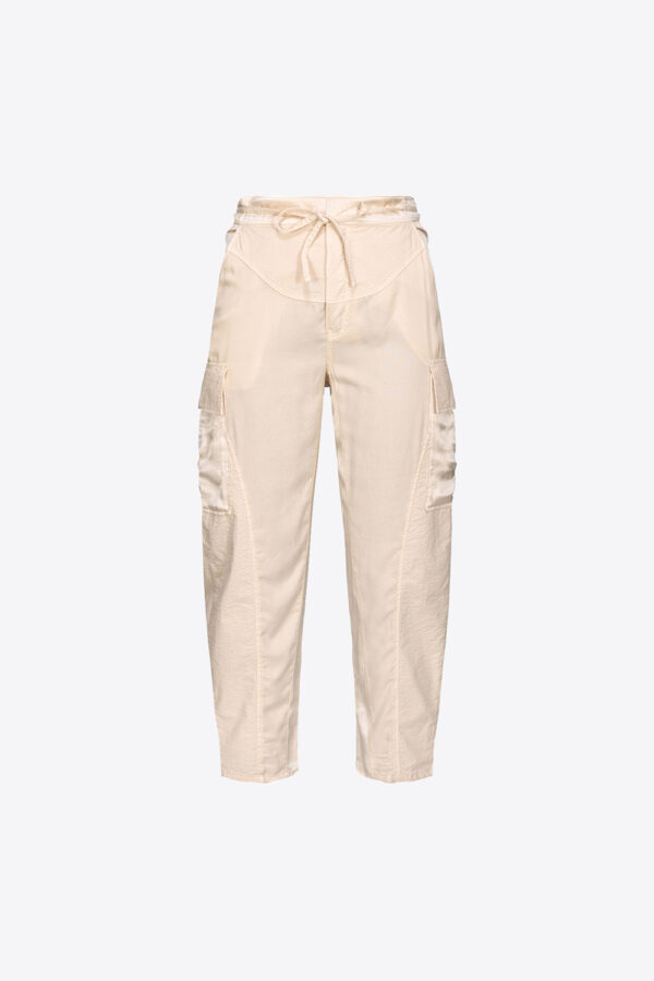 Pantaloni cargo fluidi beige e farina avena