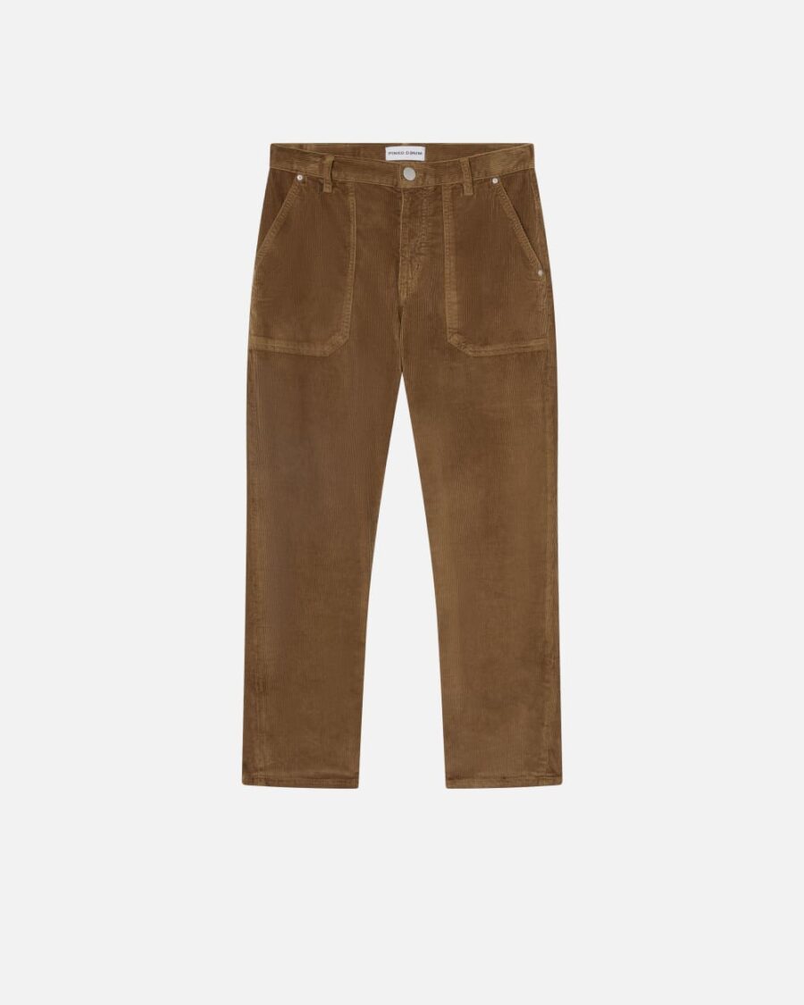 Pantaloni chino in velluto millerighe marrone legno d'olmo