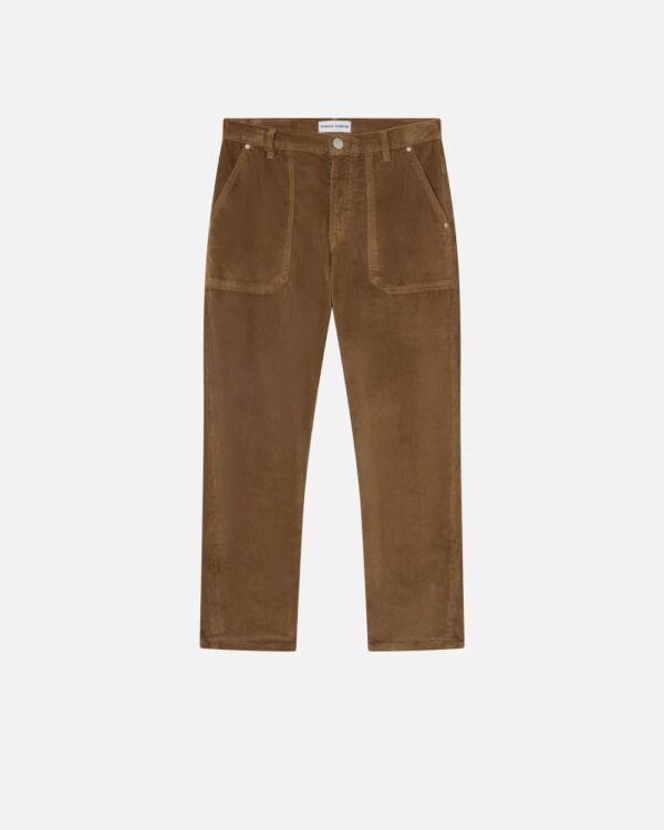 Striped velvet chinos marrone legno d'olmo