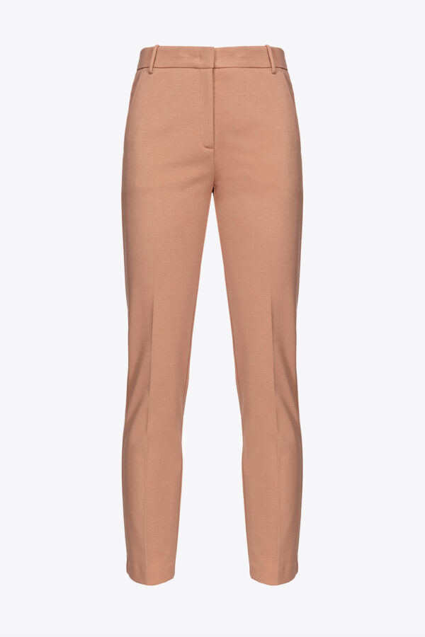 Pantaloni cigarette-fit punto stoffa mousse al moca