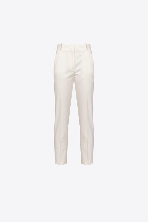 Pantaloni cigarette-fit punto stoffa  rosa fumo bianco