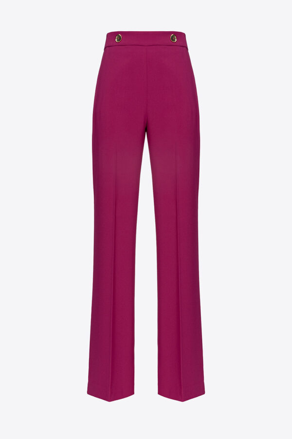 Pantaloni con bottoni dorati viola buganville