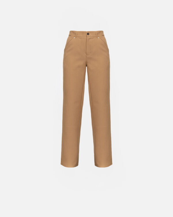 Pantaloni dritti in tessuto tecnico marrone lontra
