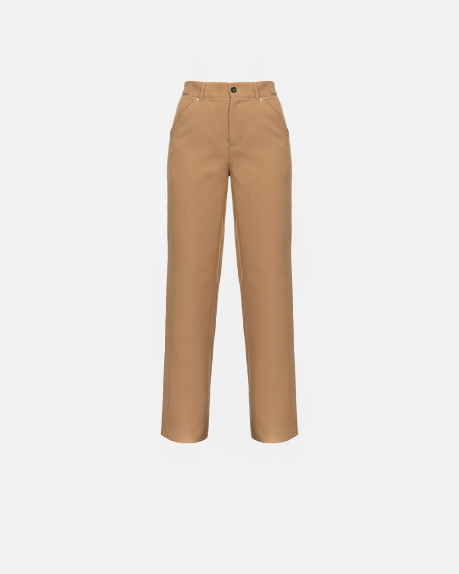 Straight-cut technical fabric trousers marrone lontra