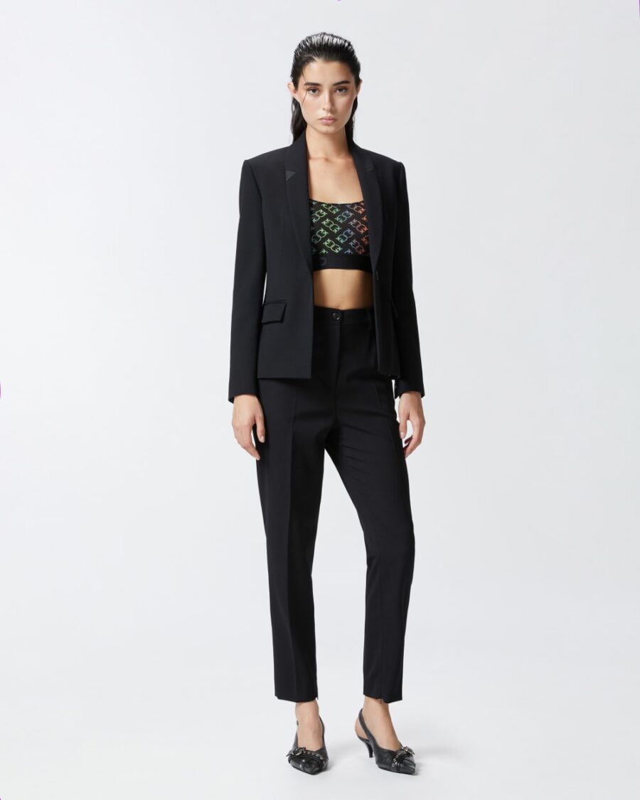 Pantaloni eleganti a sigaretta con spacchi nero limousine