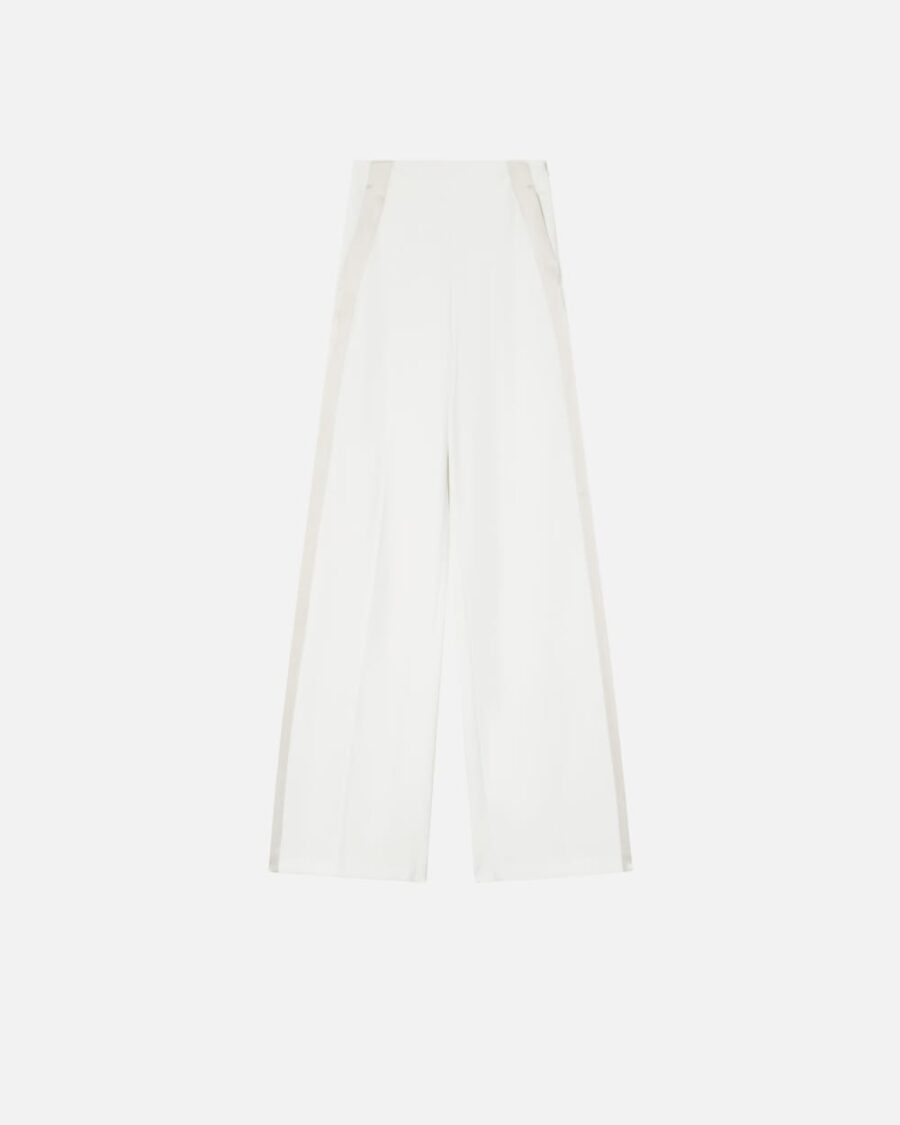 Elegant trousers with shiny side band bianco e biancaneve