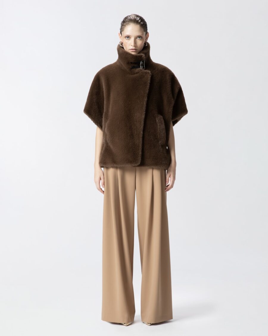 Pantaloni eleganti wide-leg con pinces scoiattolo chiaro