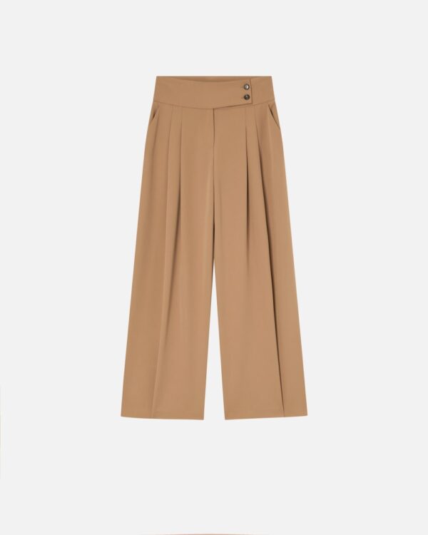 Pantaloni eleganti wide-leg con pinces scoiattolo chiaro