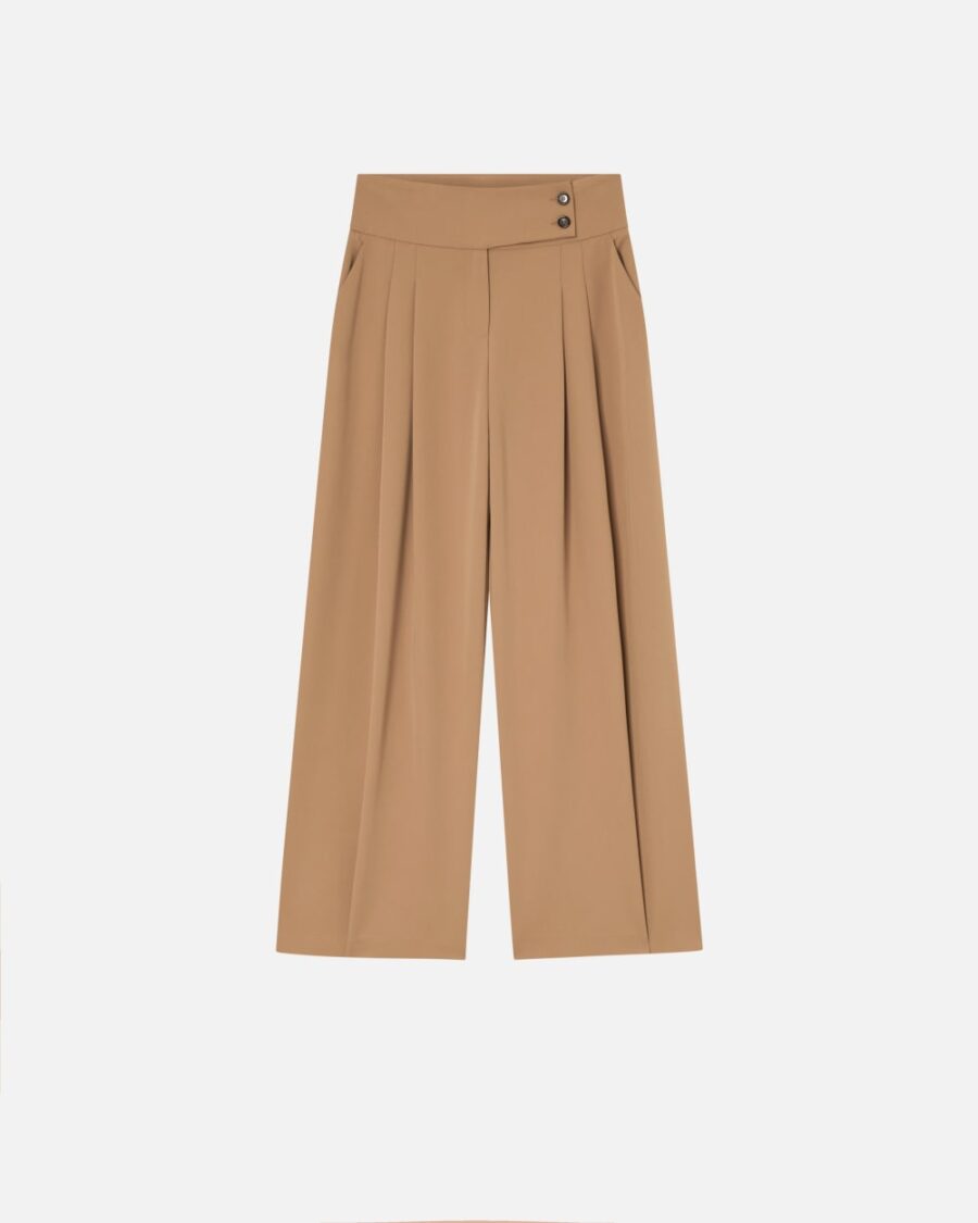 Pantaloni eleganti wide-leg con pinces scoiattolo chiaro