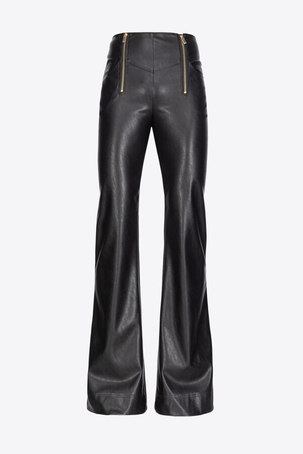 Pantaloni flared effetto pelle nero limousine
