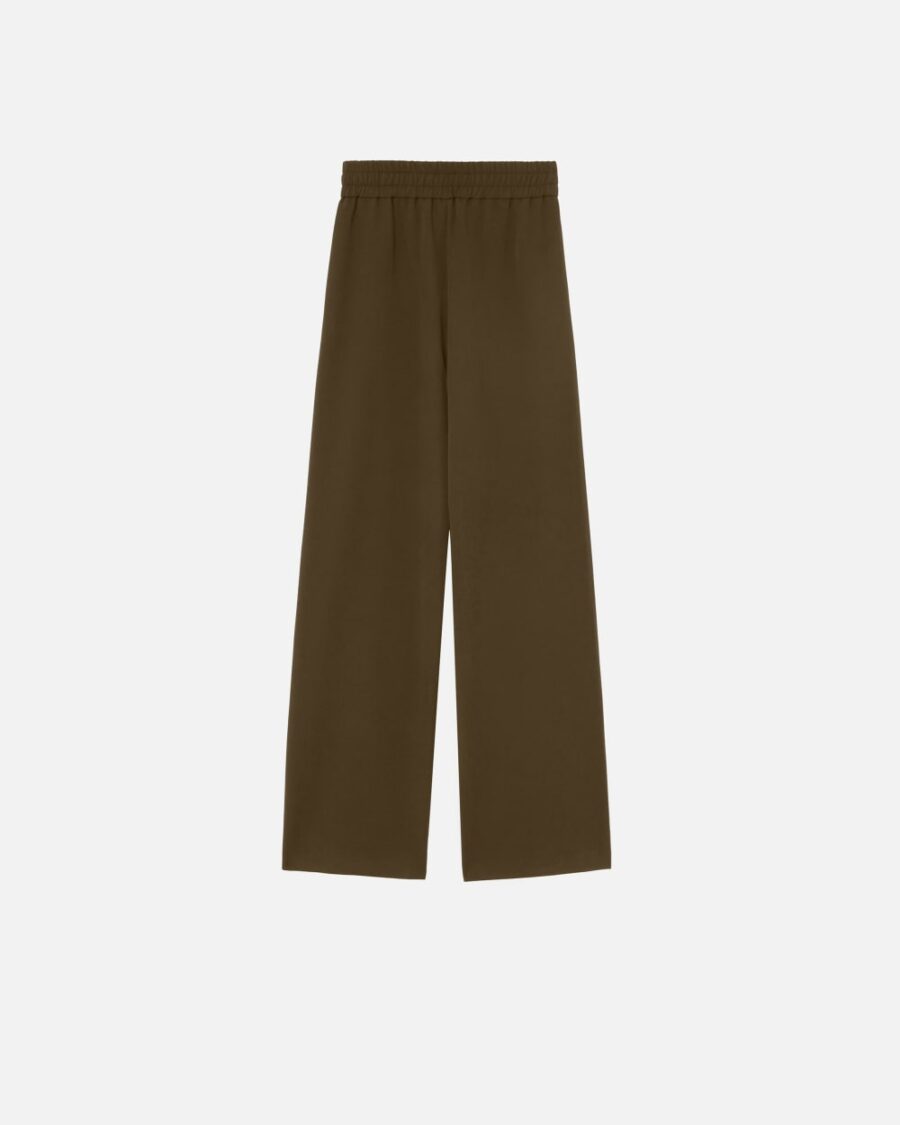 Pantaloni in crêpe con arriccio in vita - immagine 2