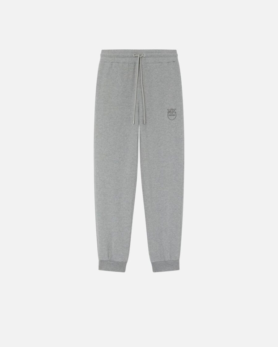 Pantaloni joggers sportivi con ricamo Love Birds grigio pioggerella