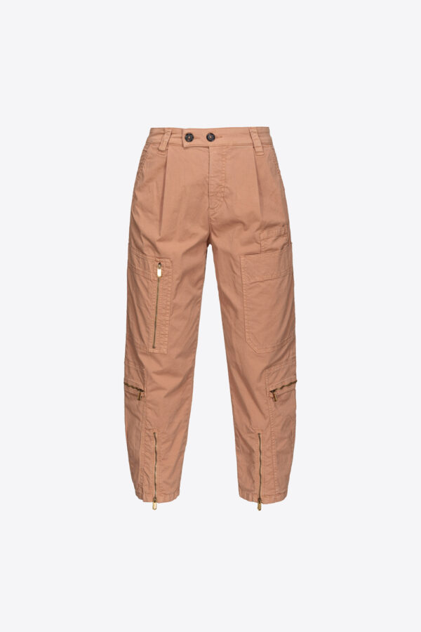 Pantaloni multitasca tricotina stretch beige bruno fulvo
