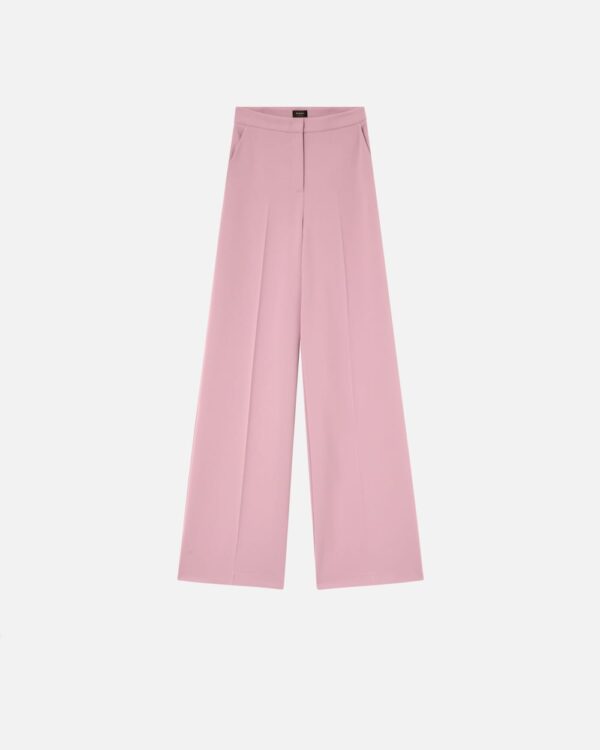 Pantaloni palazzo elegante in crêpe rosa antico