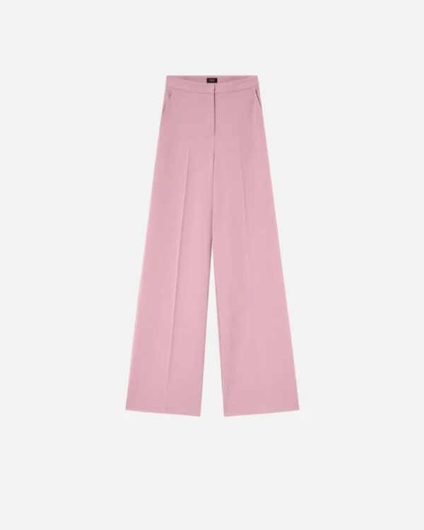 Pantaloni palazzo elegante in crêpe rosa antico