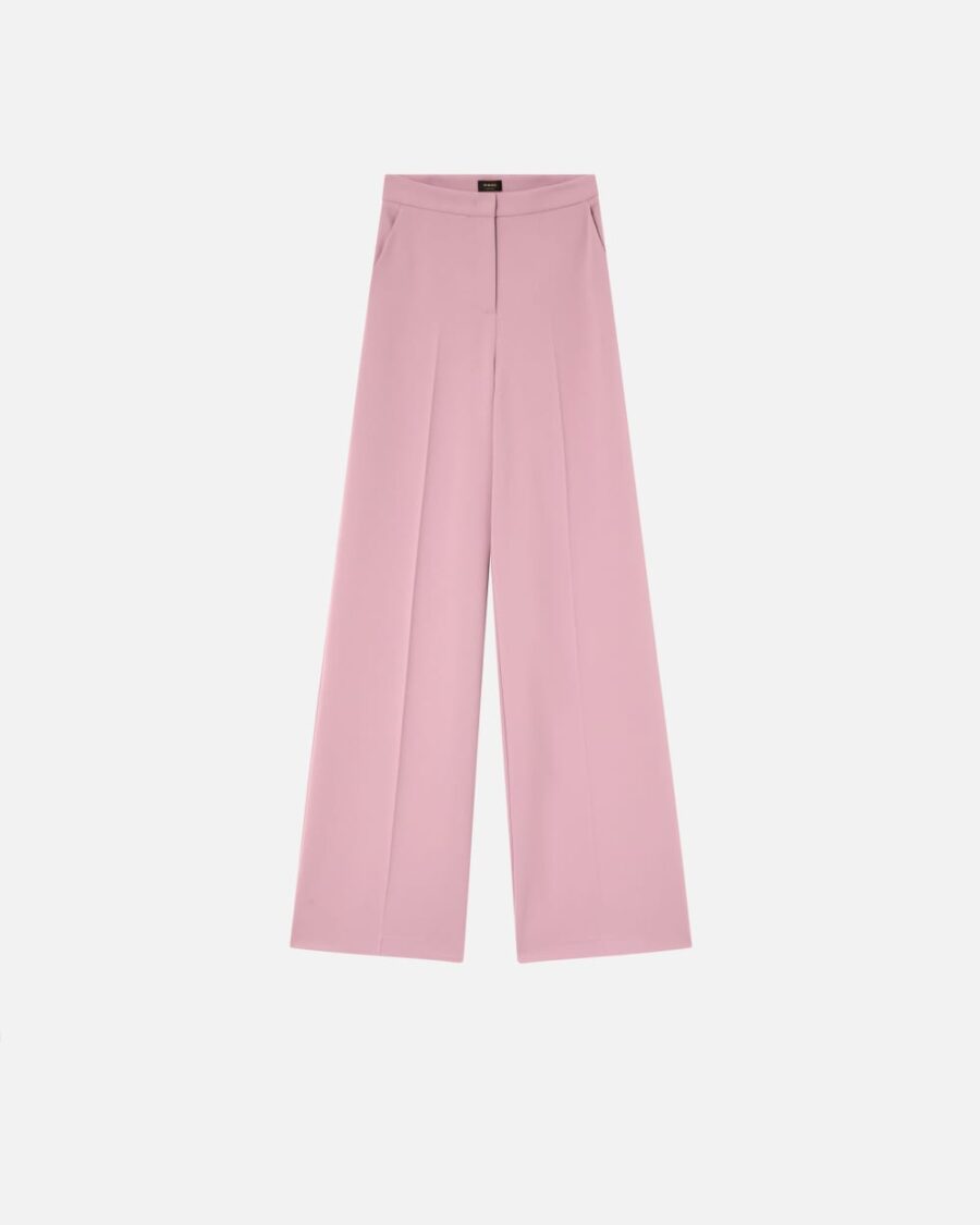 Elegant palazzo trousers in crepe rosa antico