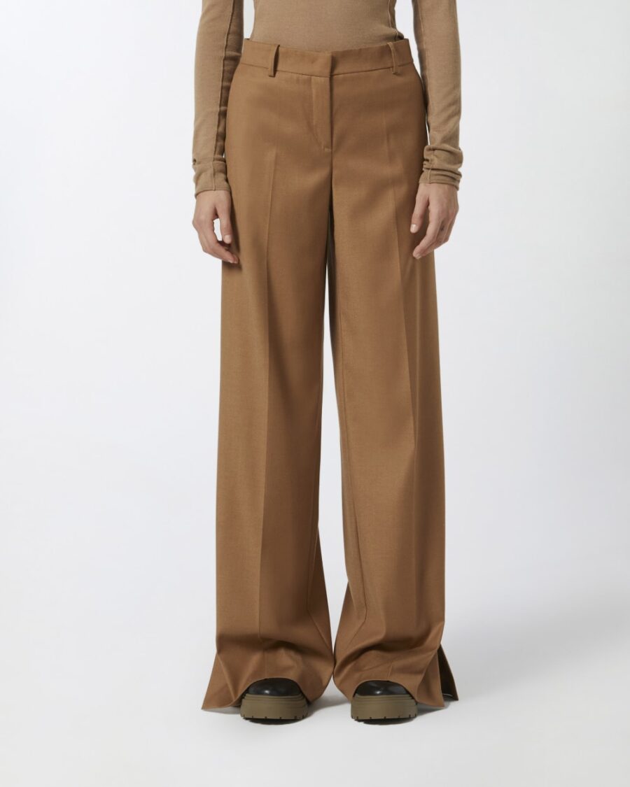 Pantaloni palazzo in flanella lana stretch - immagine 4