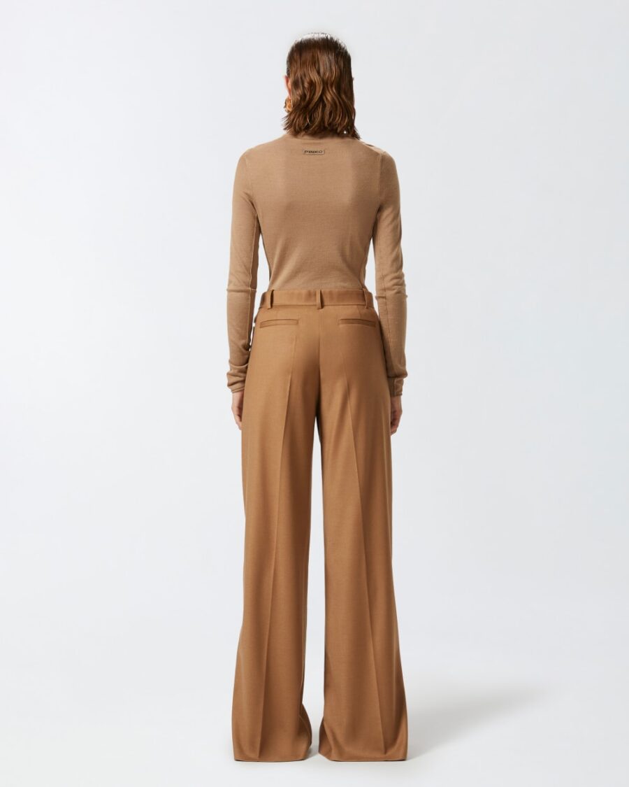 Pantaloni palazzo in flanella lana stretch - immagine 5