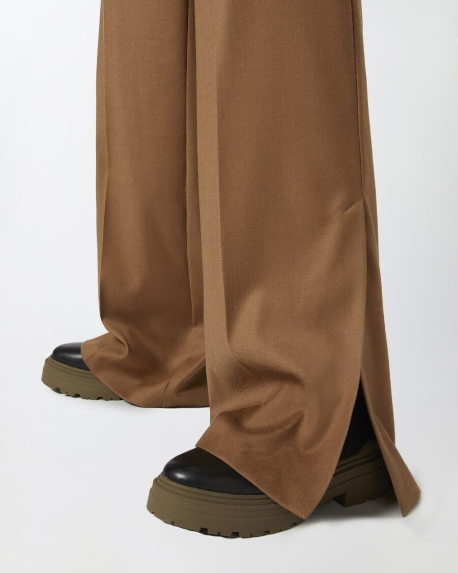 Pantaloni palazzo in flanella lana stretch - immagine 6