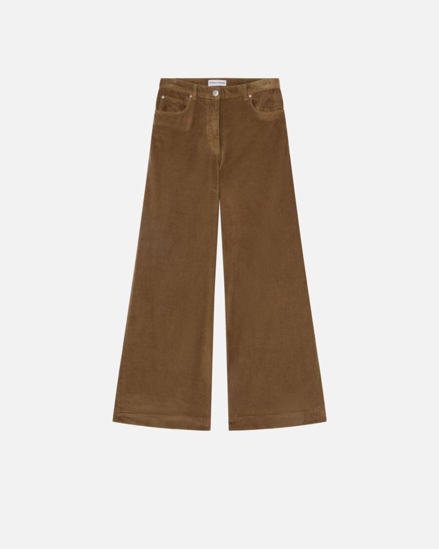 Corduroy palazzo trousers marrone legno d'olmo