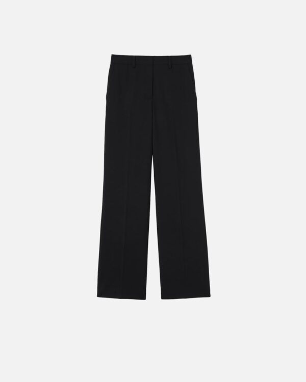 Pantaloni sartoriali gamba ampia in twill nero limousine
