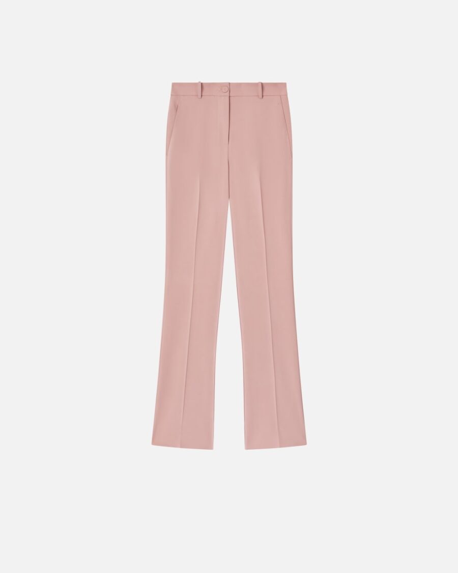 Flared trousers in technical cady rosa zefiro