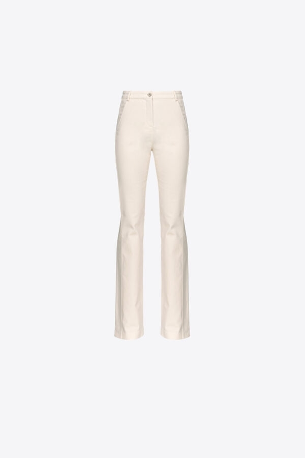 Pantaloni svasati in tricotina  rosa fumo bianco