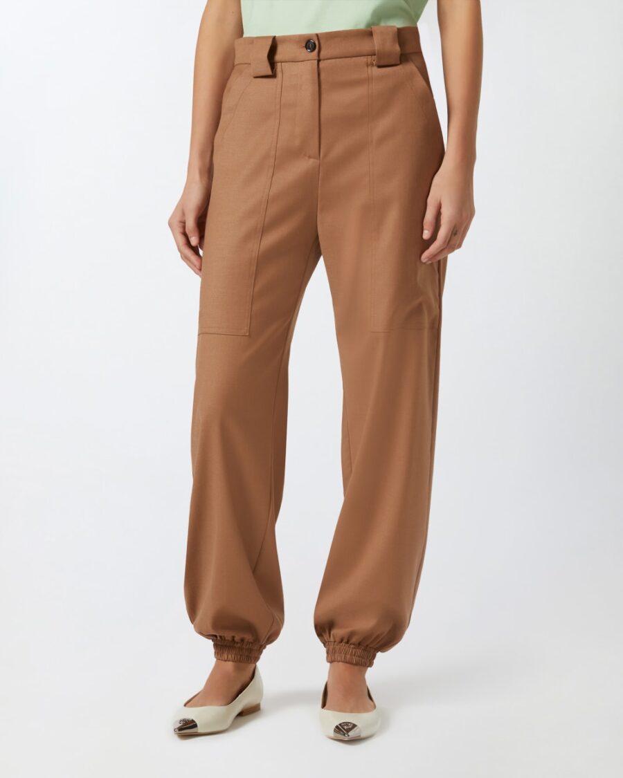 Flannel utility trousers with elasticated hem detail - Image 4